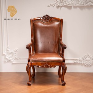 Sillón Antiguo con Brazos y Adornos Tallados a Mano, Muebles Europeos, Silla Cómoda para Oficina en Casa, Compra de Sillas - Product Image 1