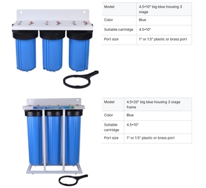 BEST-770 boîtier de <span class=keywords><strong>filtre</strong></span> à eau à 3 étages 4.5x20 grande <span class=keywords><strong>cartouche</strong></span> bleue pour une utilisation au restaurant avec récipient à pression de <span class=keywords><strong>sable</strong></span> de carbone - Product Image 5