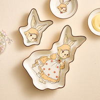 Keramisch schattig cartoon konijn saus fruit salade & dessert bord - duurzaam & magnetronbestendig, geschikt als cadeau
