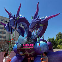 Dragon gonflable à trois têtes de 4m pour articles de décoration d'événements, couleur personnalisable