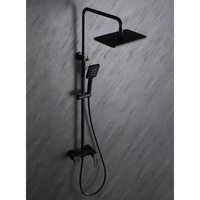 Robinets muraux en acier inoxydable plaqué carré chromé noir Robinets Ensemble de douche à effet pluie pour salle de bains