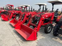 Dijual traktor roda pertanian traktor Mini 60hp 4wd dengan ujung depan pemuat sekop backhoe