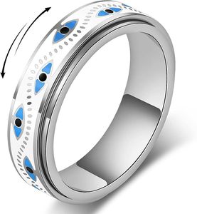 CAIOOCHE Vente en gros OEM Anneaux tendance en acier inoxydable plaqué or Evil&Eye Hip-hop Nouveaux anneaux bleus Mode Bijoux pour femmes - Product Image 3