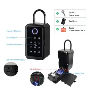TOPTEQ Keybox Wall Mounted Lockbox Portable BLE Tuya TTlock APP Fingerprint Smart Key Lock Box