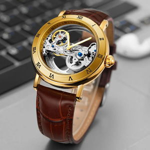 2024 Original de lujo de acero esqueleto Tourbillon relojes automáticos hombres cuero mecánico impermeable luminoso elegante - Product Image 2