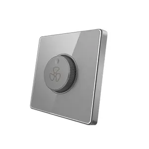 Sirode T1 Series British Standard Modern Grey Color Luxury Acrylic Glass Plate Fan Speed Dimmer Electrica Wall Switches For Home