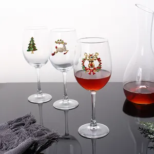 Supplies Christmas Tree Ornaments Personalized Jeweled Inlay Stemless Wine Glasses Decorated Bling Rhinestone Wine Glass 16Oz