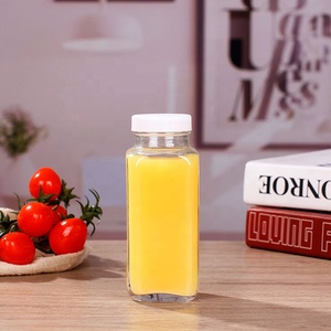 Botellas cuadradas vacías de jugo a granel-Vidrio de grado alimenticio de 250ml/350ml/500ml con tapas de seguridad ideal para cafeterías, bares de jugos - Product Image 2