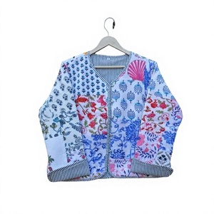 เสื้อแจ็คเก็ตผ้าฝ้ายปักลายดอกไม้สำหรับผู้หญิง คอวี แขนยาว มีกระเป๋าหน้า ติดกระดุม สำหรับฤดูใบไม้ร่วงและฤดูหนาว - Product Image 1