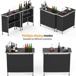<span class=keywords><strong>Table</strong></span> pliante portable moderne en aluminium pour camping extérieur, installation rapide, pique-nique, barbecue, repas, 2 étagères de rangement compactes et durables, voyage - Product Image 3