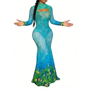 Vestidos de Moda Otoñal con Estampado Único y Cordones, Estilo Cola de Pez, para Mujer - Product Image 1