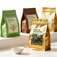 Sachets de thé en vrac personnalisés imprimés en gros, réutilisables, avec soufflet latéral, pochettes verticales pour thé de croissance capillaire avec fenêtre