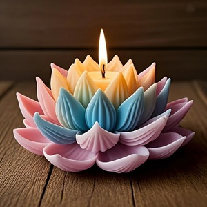Silicone Lotus <b>Candle</b> <b>Mold</b> 3D Flower Shape For DIY <b>Candles</b> Soap Plaster Decorative Crafting - Product Image 2