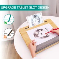 Support ergonomique pour ordinateur portable JQ Plateau de table de lit Bureau pliable en bambou avec angle réglable et base de coussin