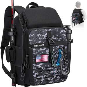 Sac à dos de pêche gratuit, sac de pêche de grande taille de 48 L avec porte-cannes, 4 boîtes à pêche et housse de pluie protectrice - Product Image 1