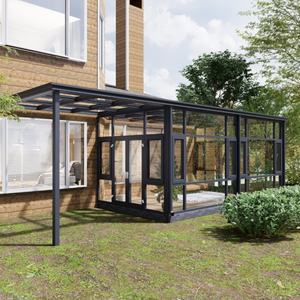 Solárium de Aluminio Personalizable <span class=keywords><strong>con</strong></span> Techo Plano, Vidrio Templado y Moldura Poligonal, Independiente para Patio, Precio - Product Image 4
