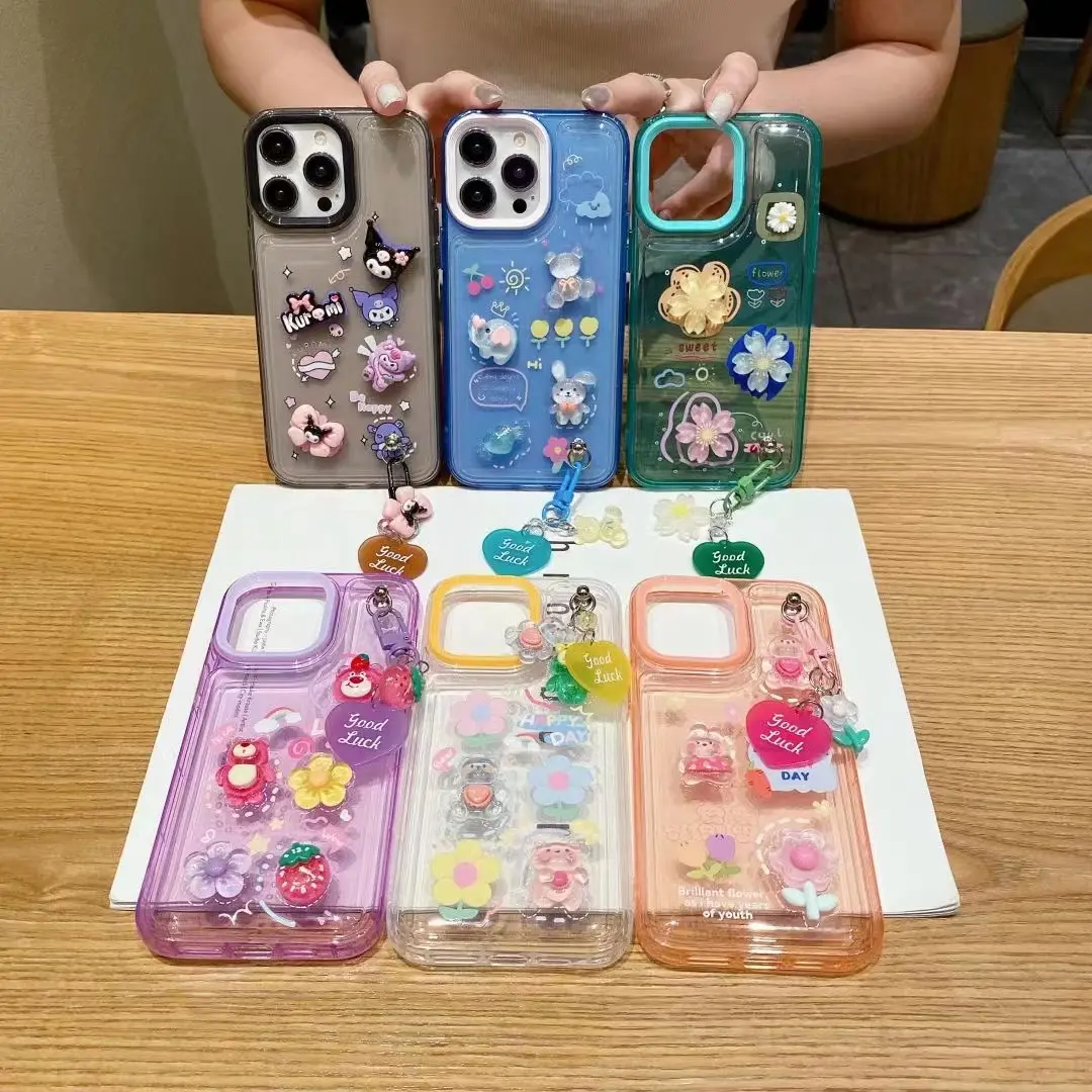 Bolsa de aire Shell 3D Doll con adornos colgantes Funda de teléfono para iPhone