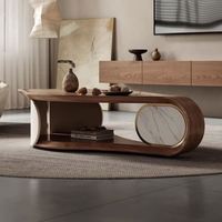SANQI Ensemble de table basse et de table à thé en bois vintage de luxe au design simple et moderne, meubles pour le salon