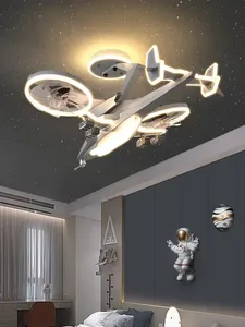 <span class=keywords><strong>Lampe</strong></span> de chambre d'enfant créative en forme d'avion, ventilateur électrique, lustre pour chambre de garçon - Product Image 3