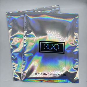 Stock Size Custom LOGO Holographic Mailer Glossy Aluminium Laser Shipping Mailer for Clothing Mailing Bags Small Medium Big - Product Image 4