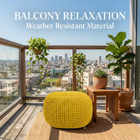 Pouf ottoman rond en polyester tricoté à la main, repose-pieds pour la décoration du salon