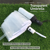 Parapluie transparent moderne à trois plis, 10 baleines, ouverture et fermeture automatiques, imperméable, coupe-vent, imprimé par sublimation, en tissu POE