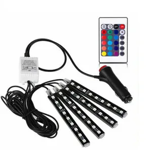 1Set Lueur Polychrome Intérieur LED Lumière Voiture RVB Kit Sous Dash Pied Bien Bande Lumineuse Pour La Voiture Automatique moto