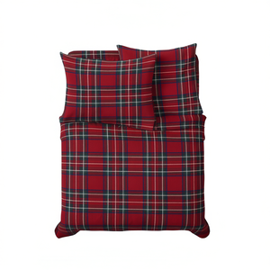 Juego de Sábanas de Algodón con Diseño de Kilt, Tamaño Individual, Patrón a Cuadros Rojos, Fundas de Almohada Incluidas - Product Image 3