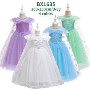 <span class=keywords><strong>Vestido</strong></span> de Princesa de Hielo y Nieve con Capa de Copo de Nieve y Tutú para Niñas, Disfraz de Cosplay para Actuaciones en Escenario y Fiestas - Product Image 1