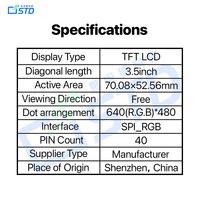 Écran LCD TFT IPS SPI_RGB de 3,5 pouces 640x480, haute personnalisation, assurance qualité, solutions HMI de qualité industrielle