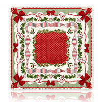 Tapis de table Mahjong américain vert foncé avec motif rennes, houx et guirlandes lumineuses, pour les fêtes de fin d'année et le jeu