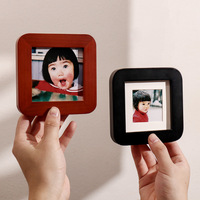 Bingkai Foto Kayu Persegi Sudut Bulat 5x5cm, Bingkai Gambar untuk Meja dan Dinding, 4 Warna Walnut Hitam Putih Oak, Ukuran Kustom