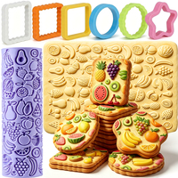 Ensemble de découpoirs à biscuits d'été en forme de fruits : cercle, étoile, carré, rectangle, forme festonnée, rouleau à texture de fruits, moules à biscuits