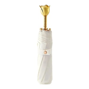 Hot Selling White Fashion Modern 21 Inches Fully-Automatic Open Travel <b>Umbrella</b> Rose Handle Folding <b>Umbrella</b> for Business Gifts - Product Image 6
