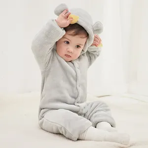 Очень милый фланелевый Детский комбинезон с капюшоном из искусственного меха для новорожденных на весну и зиму, комбинезон, одежда