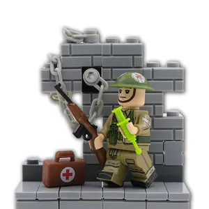 MOC Bricks Military Medical Figure Accessories Building Blocks UK British Army Soldier Injection Medic Case Box Stretcher Toys