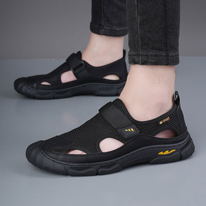 Sandalias Barenga para Hombre, Transpirables, de Malla, Punta Cerrada, Suela Plana de Goma, Diseño Hueco, Estilo Deportivo, Casuales de Verano para Playa - Product Image 1