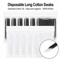 Coton-tiges longs jetables en coton PP côtelé pour extensions de cils et microblading – Outils de beauté en gros