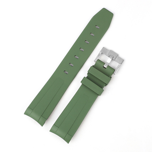 Bracelet de montre KZPN11 en caoutchouc FKM souple avec boucle ardillon pour GMT 1958, extrémités courbées, étanche à la poussière et à l'eau, 20 mm, <span class=keywords><strong>noir</strong></span>, bleu marine, rouge, orange - Product Image 5