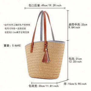 Bolso de mano de gran capacidad con borlas de moda para playa, estilo nacional, con USB, para el verano, venta al por mayor - Product Image 5
