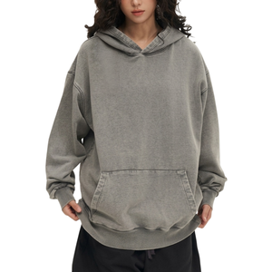 Custom Men's <b>Oversized</b> Hoodie Printed Casual Solid Color <b>Vintage</b> Washed Streetwear Blank Hoodies <b>Sweatshirt</b> Wholesale TKAN9228 - Product Image 2