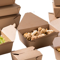 Boîtes alimentaires jetables pliables en papier kraft pour l'emballage de plats rapides tels que les salades, boîtes d'emballage alimentaire en papier kraft brun