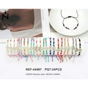 Set di Braccialetti con Perline Marca Z, Acciaio Inossidabile, Fatto a Mano, 24 Pezzi, Accessorio di Moda - Product Image 1