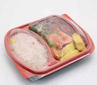 Boîte à lunch rectangulaire en plastique recyclable de qualité alimentaire PP, écologique, avec couvercle pour restaurant de restauration rapide, sushi, pizza, nouilles