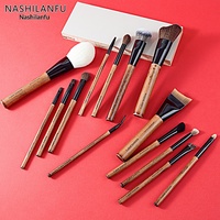 Ensemble de pinceaux de maquillage en fibres synthétiques, 14 pièces, manche en bois, poils doux, pinceau pour fard à paupières, pinceau pour blush, pinceau de contouring