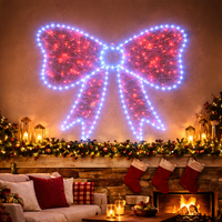 Décoration murale en forme d'arc en métal éclairé par LED, arc rouge et blanc de Noël, lumière, décoration intérieure/extérieure, fête de Noël