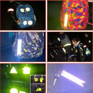 Chaîne de perles fluorescente réfléchissante haute visibilité, porte-clés, sangle de suspension, pendentif pour la sécurité nocturne, décoration de sac à dos et cartable - Product Image 3