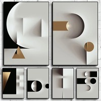 Poster garis geometris mewah abstrak Modern kreatif seni dinding kristal kanvas untuk ruang tamu dekorasi rumah kantor