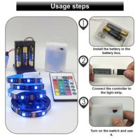 Shenzhen Dc5V 30Leds/M 10Mm 5050 RGB Led Strip Light avec télécommande de boîtier de batterie