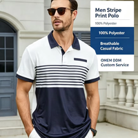 Nouvelle Arrivée 2026 – Chemise Homme Imprimée Rayée Patchwork 100% Polyester Respirante Manches Courtes Décontractée Golf OEM ODM Logo Personnalisé